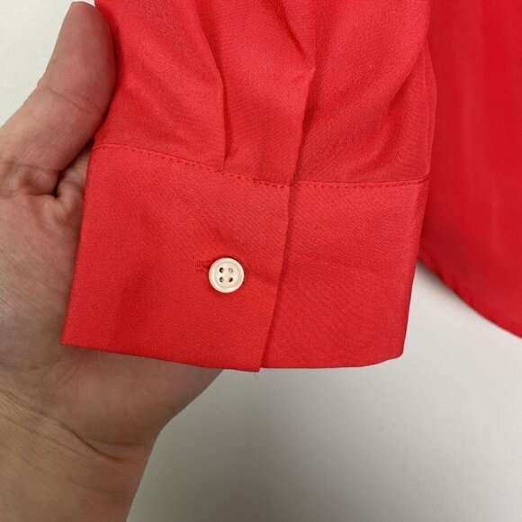 J.Crew Factory Woman’s Coral Long Sleeve 1/4 Button Down Shirt Size Medium - Picture 5 of 6